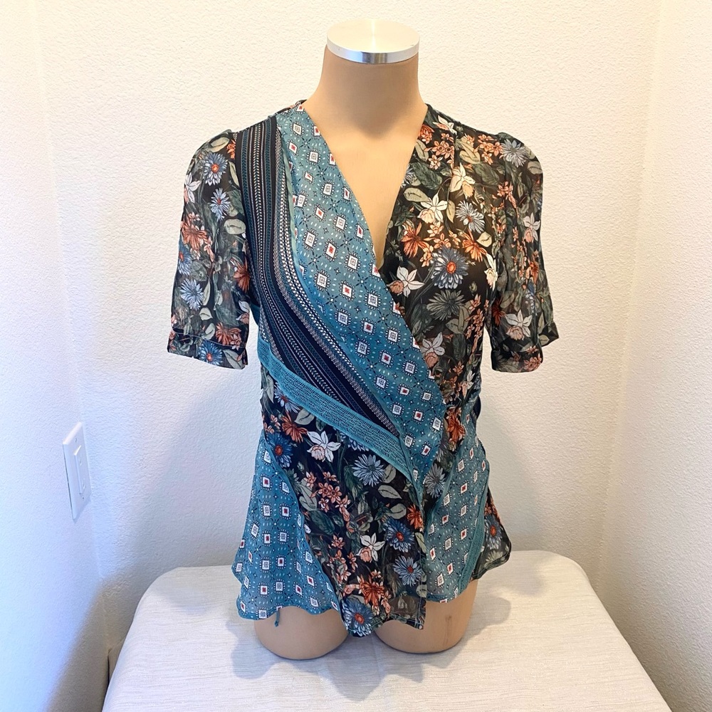 Anthropologie Tiny Patchwork Wrap Blouse - image 3